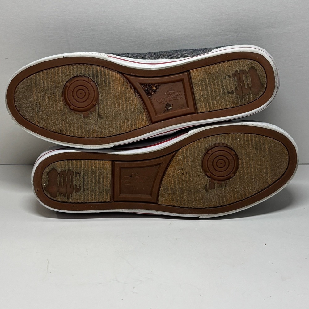 Polo Ralph Lauren Vito Mens 11D Grey Chambray Leather Trim Sneakers‎ Low Shoes - Picture 9 of 9